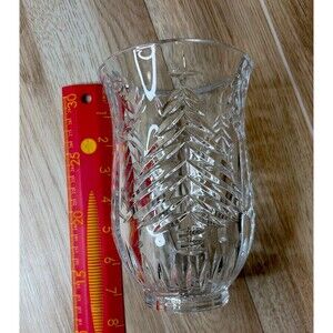 Mikasa Hurricane Lamp Candle Holder Top Etched Cut Crystal Christmas Trees Hoild